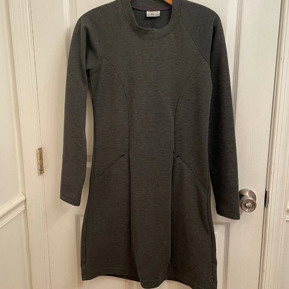 Columbia Mock Neck Athletic Charcoal Gray Long Sleeve Dress with Pocket size XS